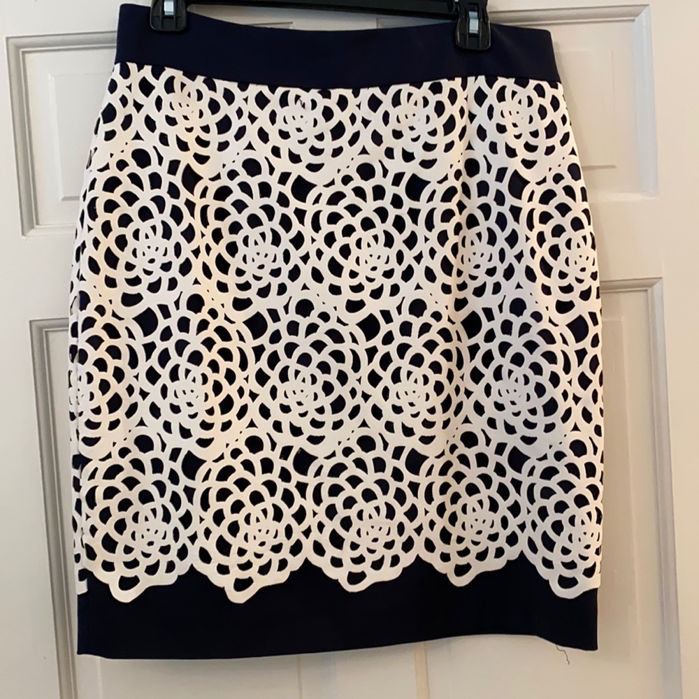 Antonio Melani Navy & white leather skirt